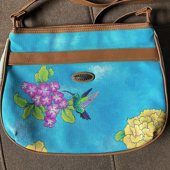 Hand painted humming bird shoulder bag - Picture 1 of 7